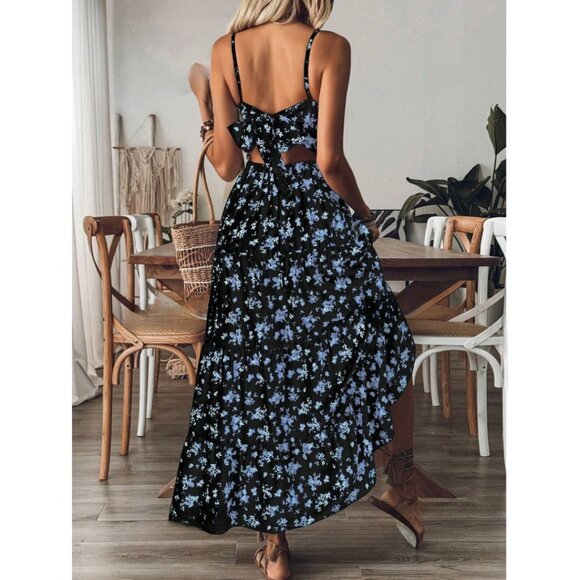 Boho Floral Printed Cami Maxi Dress - Picture 2 of 9